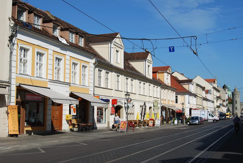 A shopping street in Potsdam's city center.