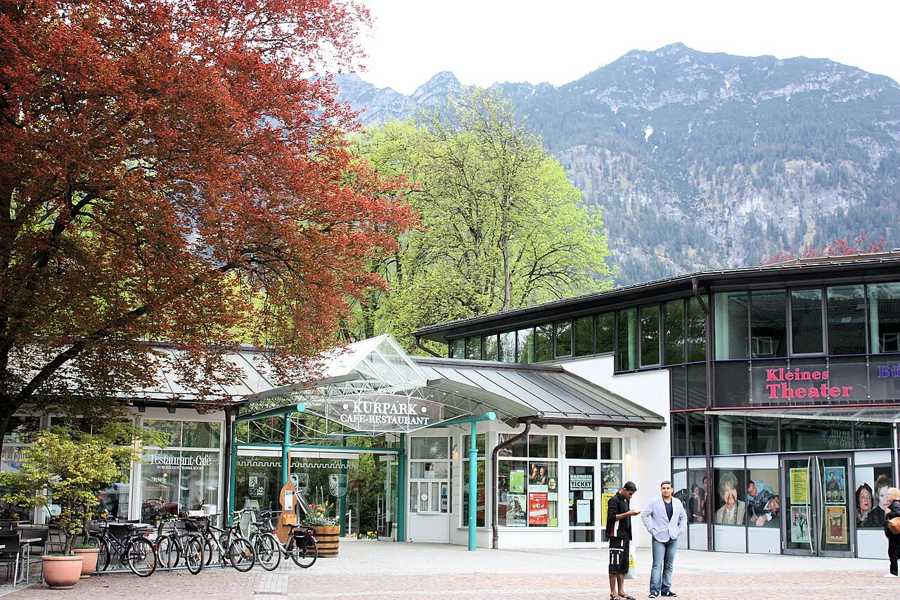 Kurpark restaurant beneath the mountains in Garmisch-Partenkirchen.