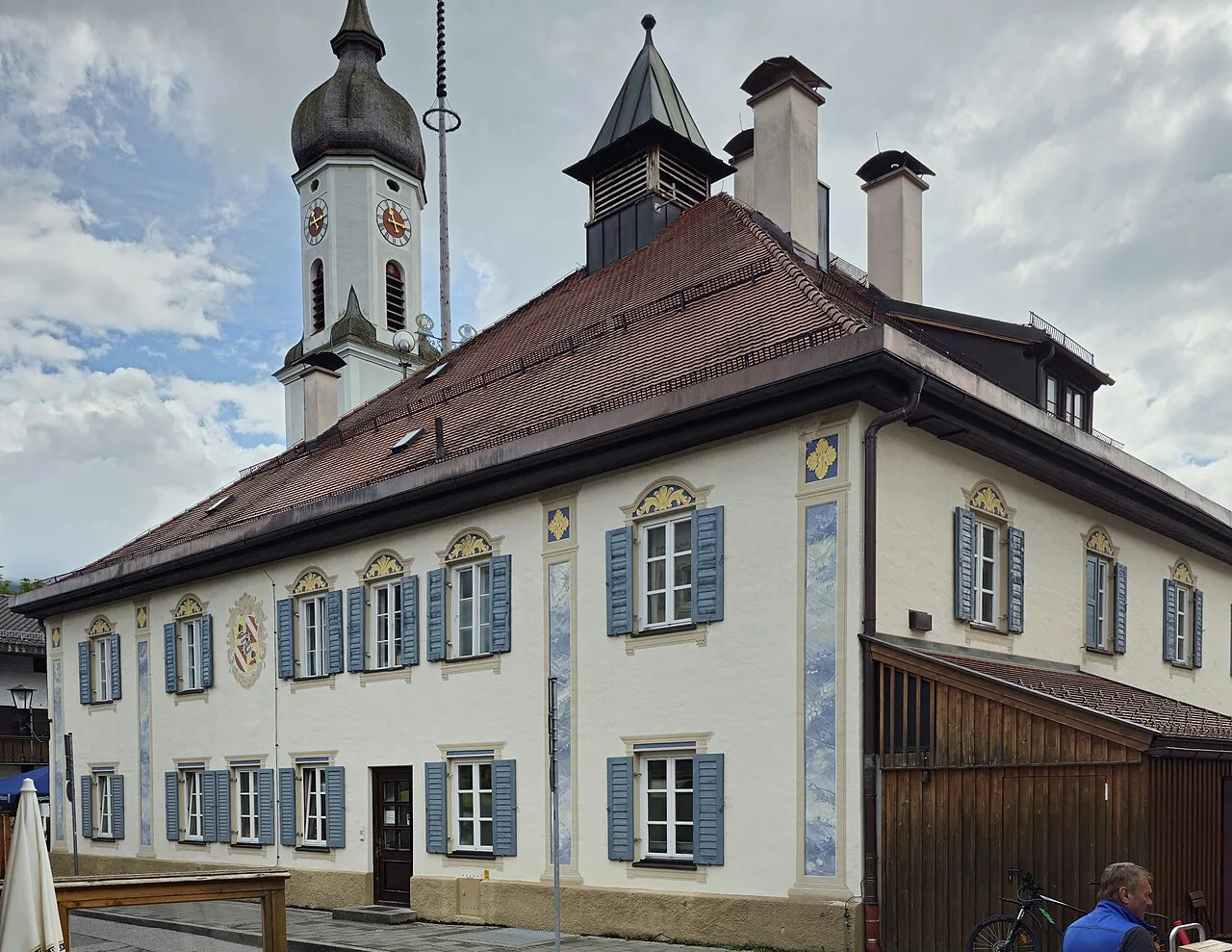 Gasthaus zur Schranne with its painted facade, Garmisch-Partenkirchen.