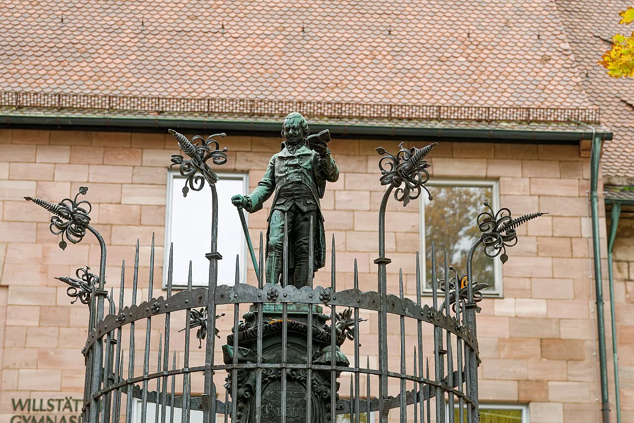 Volksdichter-Grübel fountain near Innerer Laufer Platz, Nuremberg.
