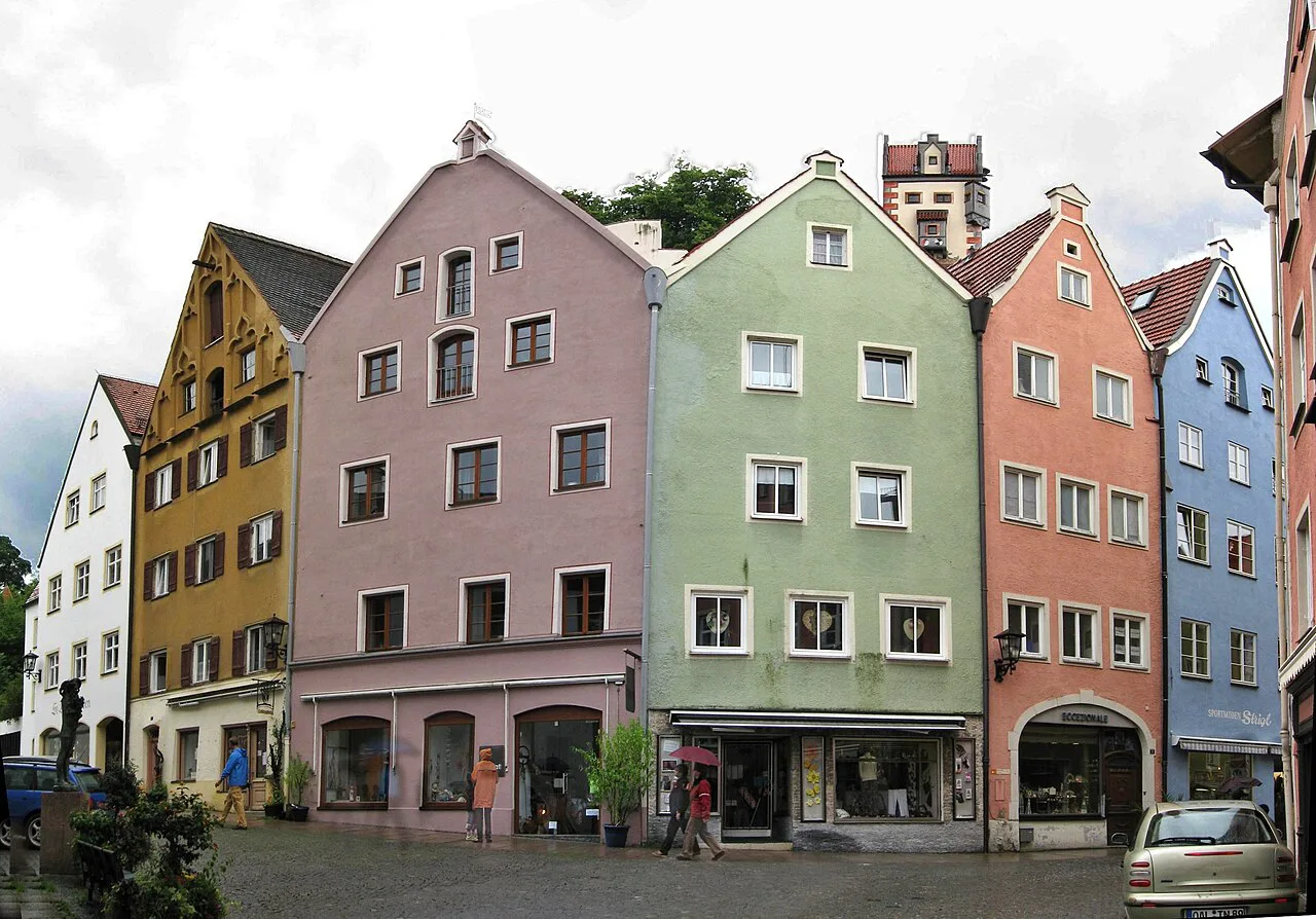 Colorful townhouses in the old town of Füssen.