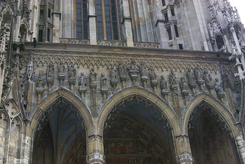 The Gothic west porch of Ulm Minster, Ulm.