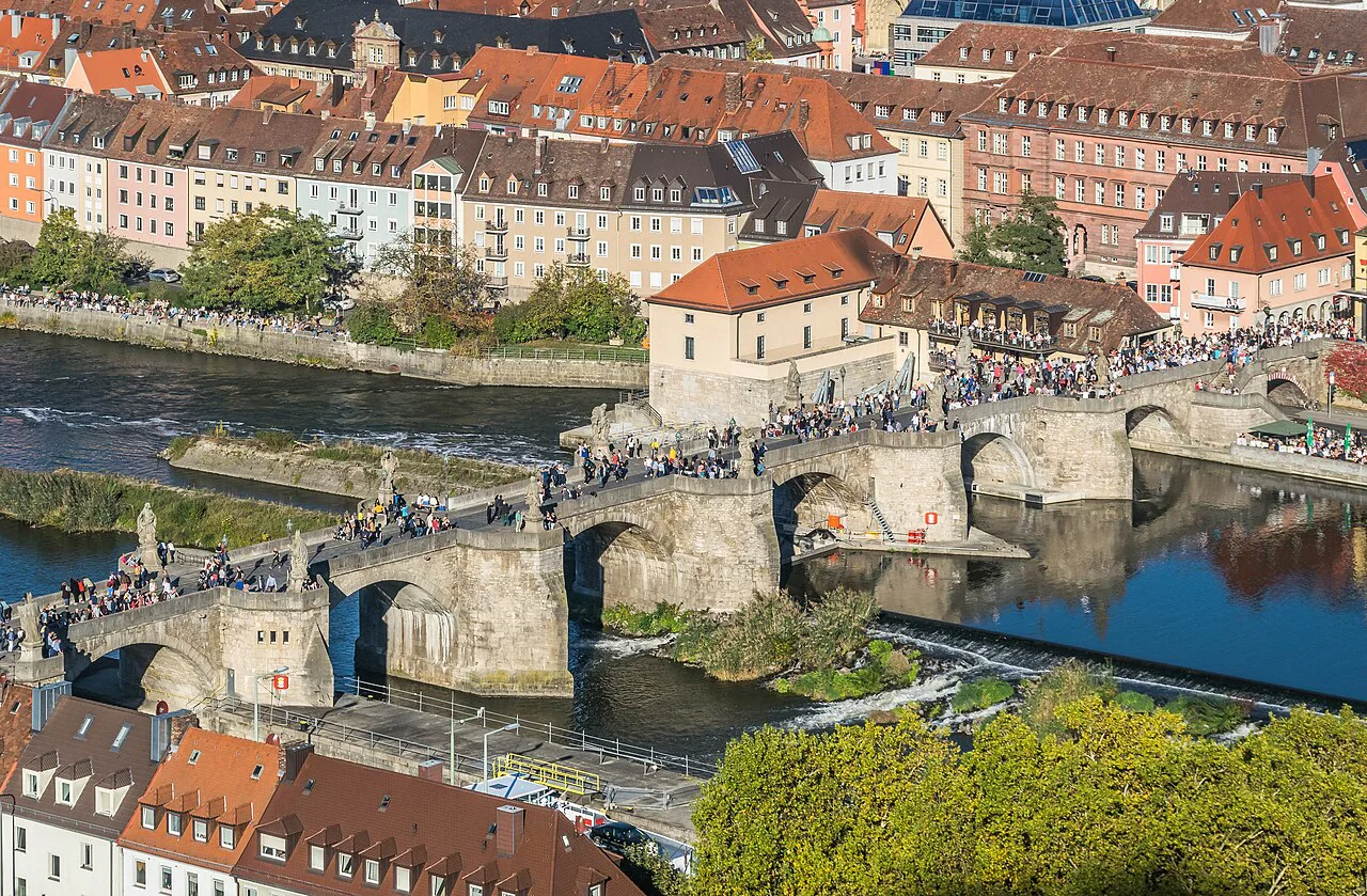 The Old Main Bridge crossing the Main River, Würzburg.