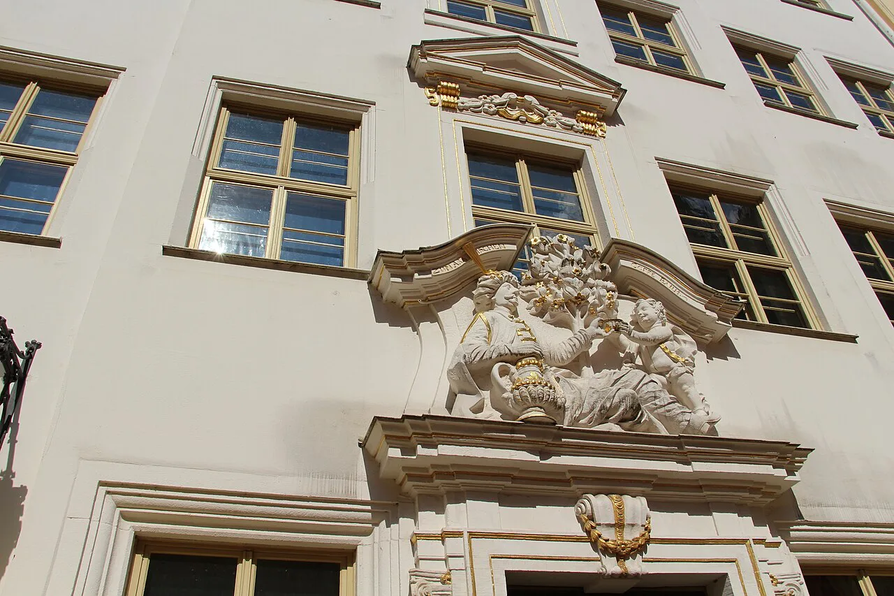 The sculpted facade of Zum Arabischen Coffe Baum, Leipzig.