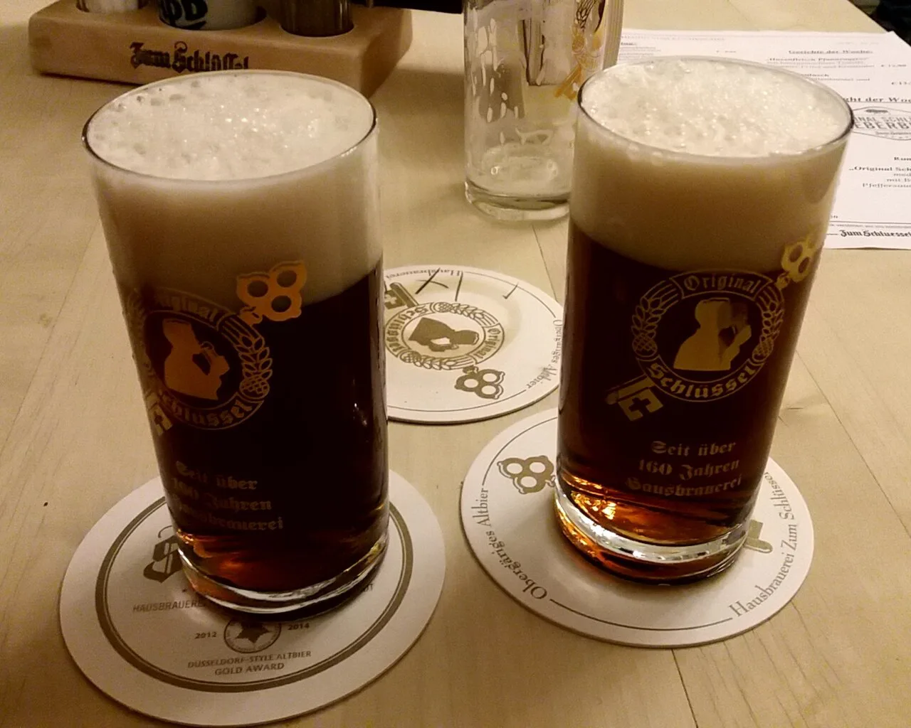 Glasses of Altbier at Brauerei Zum Schlüssel, Düsseldorf.